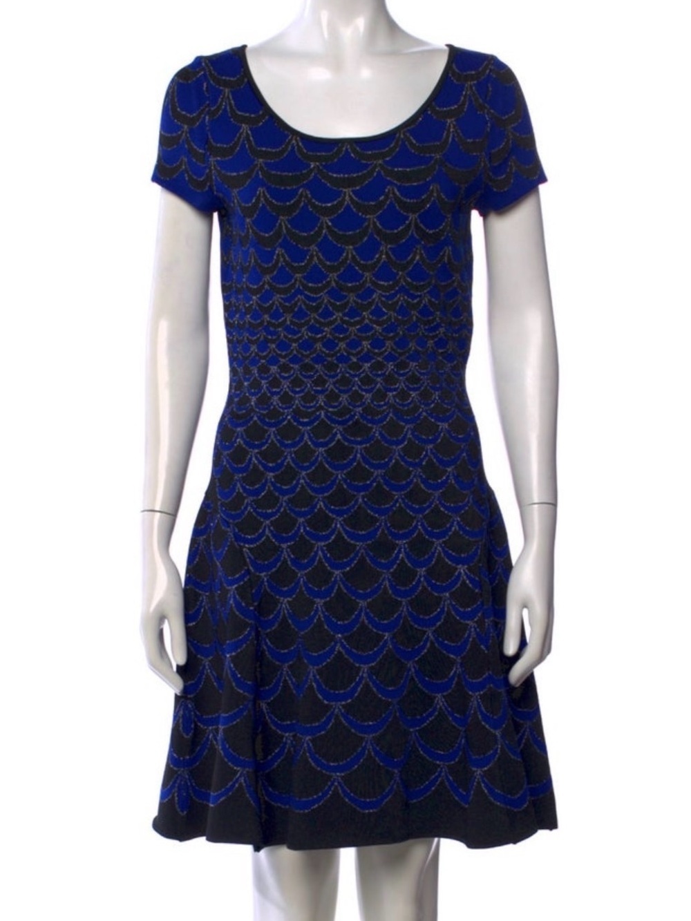 DVF Diane von Furstenberg Alina Scallop Metallic Fit & Flare - Dress Medium